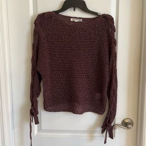 Plum Jolt Lace-up Sweater